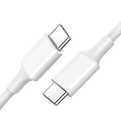 Kabel szybkiego ładowania USB C do C w kolorze białym z płaszczem z PVC 20V 3A 60W