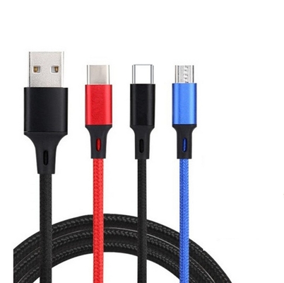 Kabel USB do ładowania danych 3 w 1 2,4 A Typ C Funkcja wielu portów OEM ODM