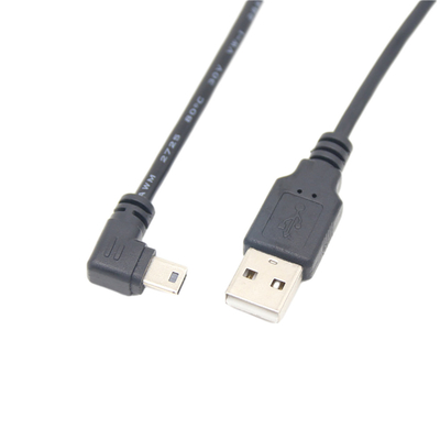 USB 2.0 Męski kabel USB do ładowania danych Mini ze złączem kątowym
