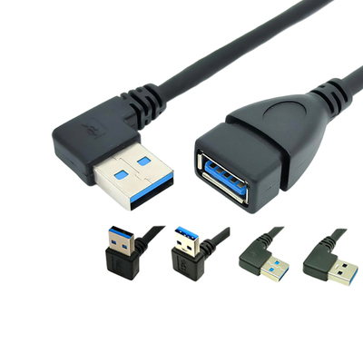 Kabel USB do ładowania danych pod kątem 90 stopni z adapterem USB 3.0 męski na żeński