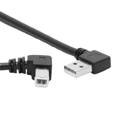 Kabel USB do transmisji danych o długości 1 metra z podwójnym kątem prostym typu L pod kątem 90 stopni w lewo